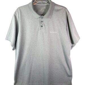 Columbia Polo Shirt Men's Size XL Gray Short Sleeve Button Front